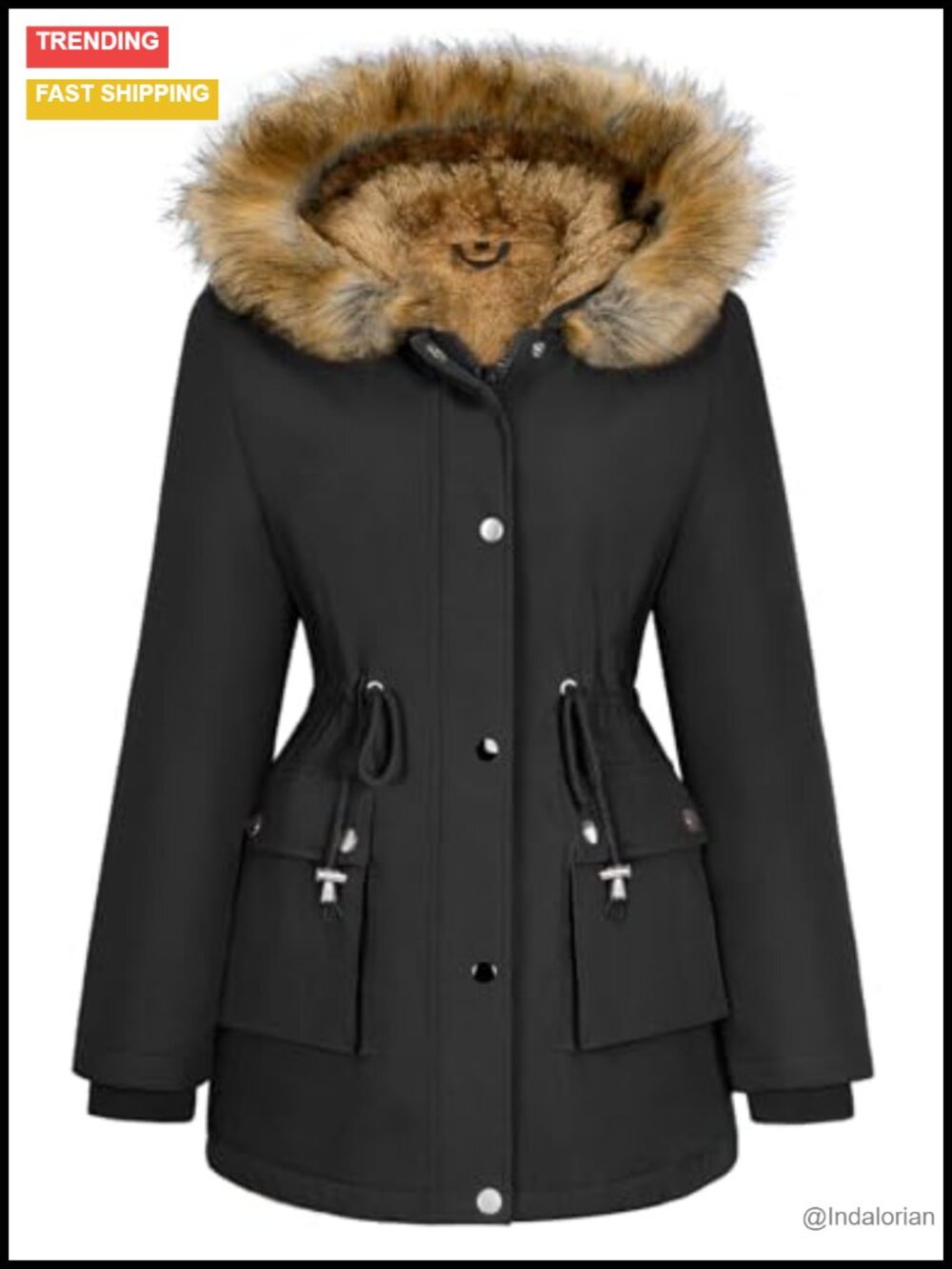 HEEKPEK Women's Fleece Lined Parka Jacket Faux-Fur Hood Winter Coat
